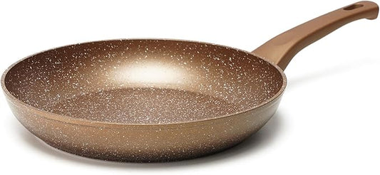 Innwewell Non Stick Frying Pan - Granite Stone Non Stick Skillet Frying Pans, Safe&No Toxic Egg Omelette Frying Pan, Nonstick Cookware Cooking Pan, Induction Compatible, PFOA Free(9.5inch, Gold) by Innerwell
