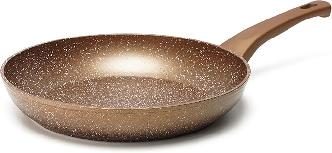 Innwewell Non Stick Frying Pan - Granite Stone Non Stick Skillet, Safe&No Toxic Pans for Cooking, Large Nonstick Cookware Chef's Pan, Induction Compatible, PFOA Free(11inch, Gold) by Innerwell