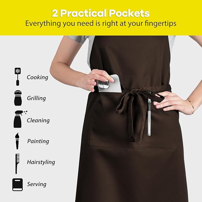 ROTANET Extra Large Apron for Men Adjustable Bib Aprons with 2 Pockets Cooking Kitchen Women Chef Water & Oil Resistant - Image 4