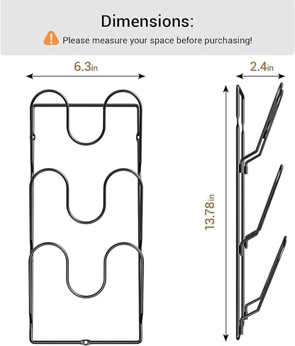 ORDORA 2 Pack Pot Lid Organizer Rack for Cabinet Door, 6-Tier Pot Lid Holders inside Cabinet, No Drilling Adhesive Wall Door Mounted Rustproof Pots and Pans Cover Organizers for Kitchen Storage, Black - Image 5