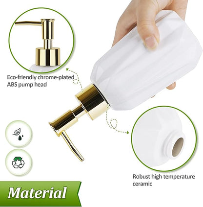 Natheeph Dish Soap Dispenser, Hand Soap Dispenser Ceramic Bottle, Refillable Liquid Great for Kitchen Dish Soap, Hand Soap, Essential Oil & Lotion (New White) - Image 3