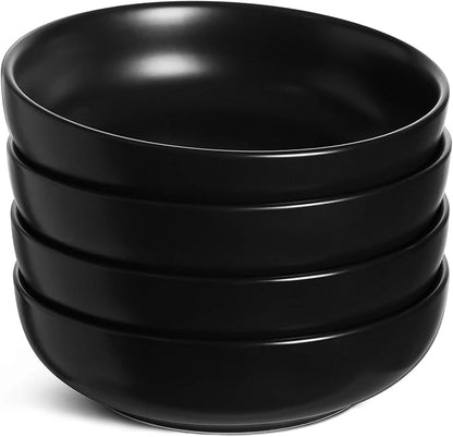 LE TAUCI Pasta Bowls 45 oz, Salad Bowls Set for Serving Soup, Pasta, Noodle, Dinner, Large Kitchen Bowl Plates, Microwave Safe - 8.5 Inch, Set of 4, Matte Black by LETAUCI