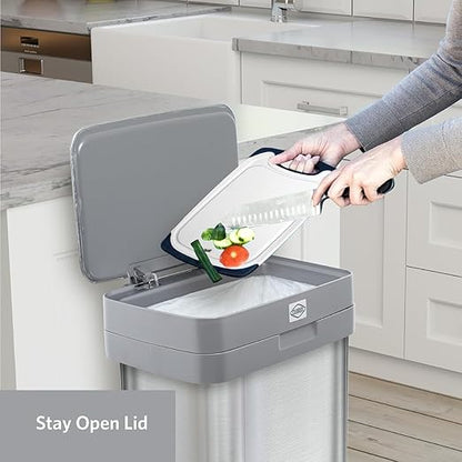 Clorox 13 Gallon Trash Can - 50L Kitchen Trash Can with Wide Step Pedal - Rectangular Stainless Steel Garbage Bin with Hinged Rim and Odor Protection - Image 7