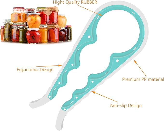 Jar Opener for Weak Hands - 5 in 1 Multi Function Can Opener Bottle Opener Kit with Silicone Handle Easy to Use for Children, Elderly and Arthritis Sufferers (White Green） - Image 5