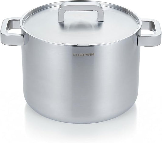 316 Stainless Steel 8.5 Quart Stock Pot with Lid Cooking Pot, 5Ply, All Stoves Compatible, Induction Cookware, Dishwasher Safe, Stay Cool Handle