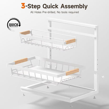Sevenblue 2 Packs Under Sink Organizer, Height Adjustable 2 Tier Under Kitchen Sink Organizer, Multi-Purpose Storage Shelf for Kitchen Bathroom Cabinet (White, Extra Large) - Image 7