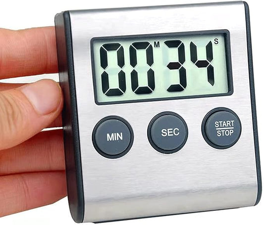Digital Kitchen Timer - Magnetic Countdown With Loud Alarm, Stainless Steel for Cooking, Baking, Sports Games by Kyzistn