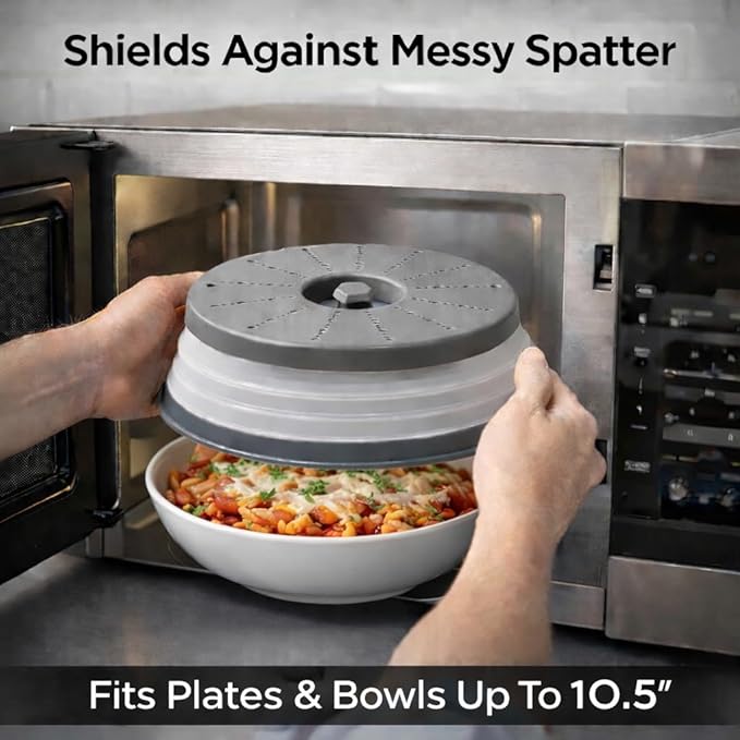 HIC Kitchen Collapsible Microwave Food Cover, BPA Free, Contains Splatter and Mess - Image 2