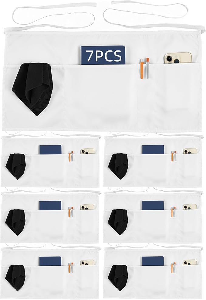 Xeoxarel Aprons with 4 Pockets (Available in 3 Pack / 7 Pack) 23.5'' X 11.5'' by XeoxarelWomensvests