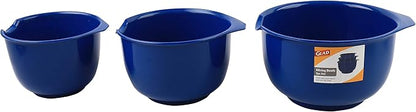 Glad Mixing Bowls with Pour Spout, Set of 3 Nesting Design Saves Space Non-Slip, BPA Free, Dishwasher Safe Plastic Kitchen Cooking and Baking Supplies, Blue - Image 5