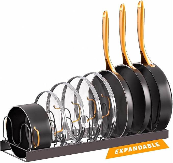 Norcalway Adjustable Bakeware Pots and Pans Organizer Under Cabinet,14 Dividers Cookie Sheet Baking Pan Pot Lid Organizers by NorcalwayLLC
