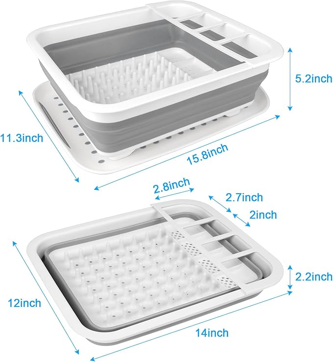 Collapsible Dish Drying Rack Portable Dish Drainers for Kitchen Counter with Drainboard, Kitchen Sink Organizer Basket RV Accessories Camper Storage and Organization Dish Rack Over Sink Drying Rack - Image 2