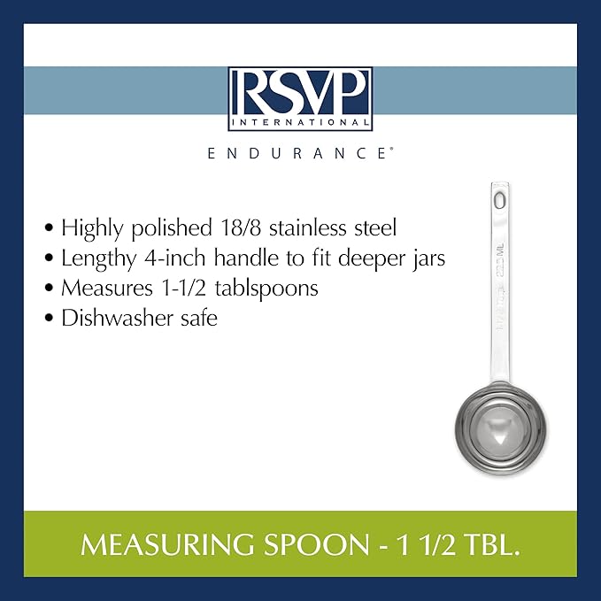 RSVP International Endurance Kitchen Collection Open Stock Measuring Spoon, Stainless Steel, Dishwasher Safe, 1.5-Tablespoon - Image 6