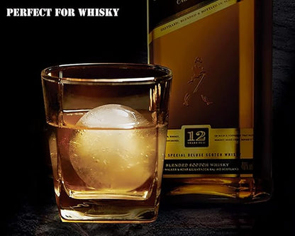 DAPOWER Ice Ball Maker Mold - Set of 4, Round Ice Cube Mold, 2.4 Inch Sphere Ice Cubes for Whiskey, Cocktails, Bourbon (4, Blue)