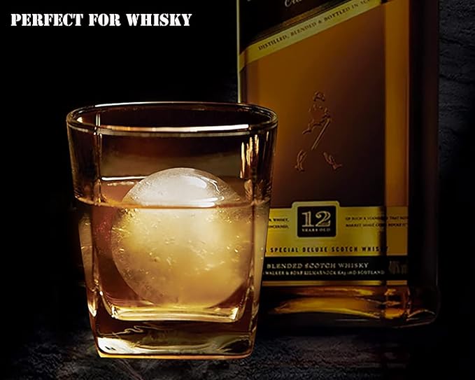 DAPOWER Ice Ball Maker Mold - Set of 4, Round Ice Cube Mold, 2.4 Inch Sphere Ice Cubes for Whiskey, Cocktails, Bourbon (4, White)