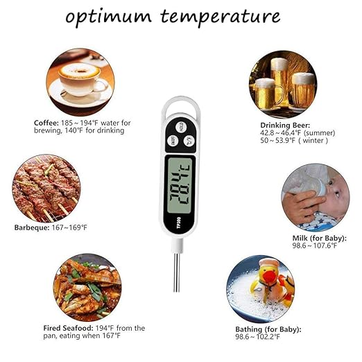 Digital Meat Food Thermometer for Cooking Kitchen BBQ, Probe Instant Read Thermometer with Long Probe for Candy Candle Milk Yogurt Deep Fry Roast Baking Temperature - Image 7