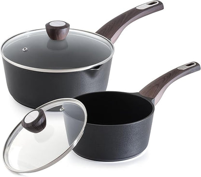 SENSARTE 2.0 & 3.0 Quart Sauce Pan Sets with Lid, Cooking Pots Set, Nonstick Saucepan Set with Pour Spout, Small Kitchen Pot, Non toxic Saucepot, Induction Comptable, Easy to Clean, PFOA Free by SENSARTE