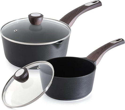 SENSARTE 2.0 & 3.0 Quart Sauce Pan Sets with Lid, Cooking Pots Set, Nonstick Saucepan Set with Pour Spout, Small Kitchen Pot, Non toxic Saucepot, Induction Comptable, Easy to Clean, PFOA Free by SENSARTE