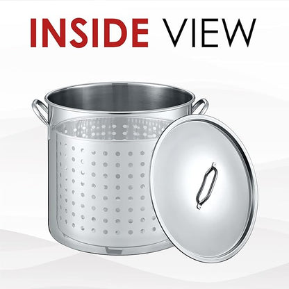CONCORD 53 QT Stainless Steel Stock Pot w/Basket. Heavy Kettle. Cookware for Boiling - Image 3