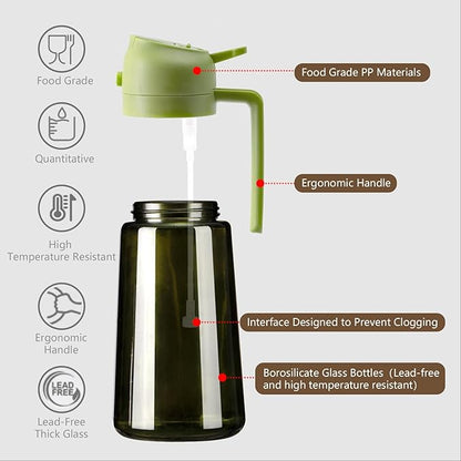 SWEET VIEW 2PCS Olive Oil Dispenser and Oil Sprayer – 16oz/470ml Glass Light-Proof Oil Pourer for Kitchen Air Fryer, Cooking, Salad, and BBQ, with Stickers - Image 5