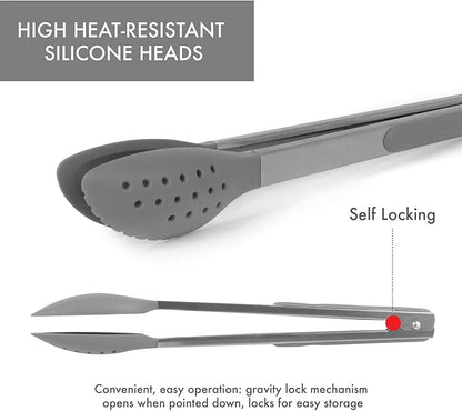 Dexas Spoon & Strain Tongs with Gravity open & Close Operation, 12", Gray - Image 5