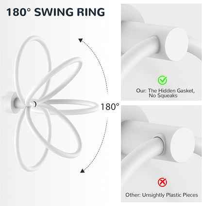 FORIOUS Toilet Paper Holder Wall Mount, SUS304 Stainless Steel Double Post Pivoting Tissue Roll Holder and Hand Towel Ring Set for Bathroom, RV, Bathroom Hardware Accessories Set, White