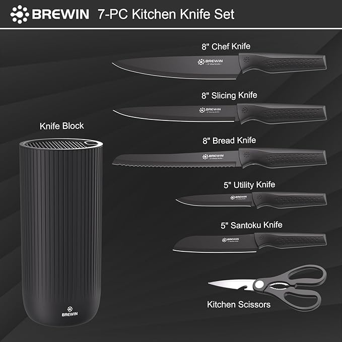 Brewin Knife Set, Kitchen Knife Set, Knives Set for Kitchen, Universal Knife Block, Utility Knife Block Set, New Home Essentials, Apartment Essentials, Dishwasher Safe - Image 5