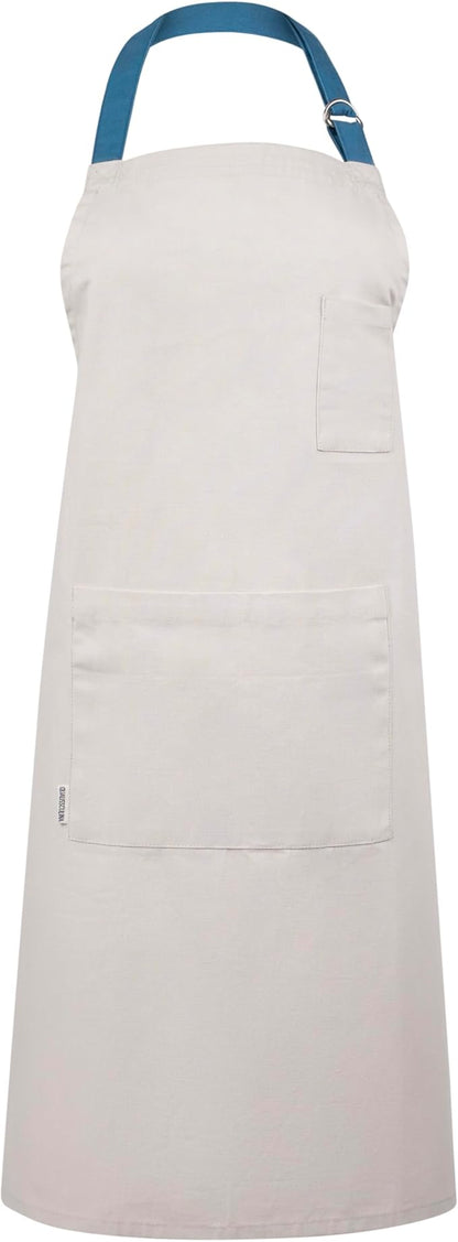 Cotton Canvas Apron for Women & Men – Adjustable Neck Strap & Waist Ties with Pockets