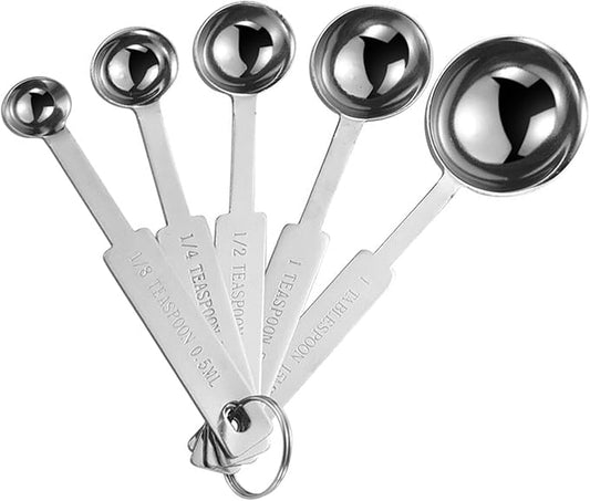 5PCS OstWony Measuring Spoons Set, Includes 1/8 tsp, 1/4 tsp, 1/2 tsp, 1 tsp, 1 tbsp, Food Grade Stainless Steel measuring cups, Tablespoon and Teaspoon for Measure by OstWony