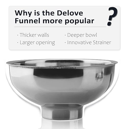 Delove Canning Funnel with Strainer for Wide and Regular Mason Jars - Wide-Mouth Funnels for Kitchen Use - Canning Supplies Kit - Stainless Steel - 3 Pack (Small and Large) - Image 3