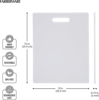 FARBERWARE Reversible Plastic Cutting Board,8x10 Inch,White,Dishwasher Safe,Non-Porous and Durable for Chopping,Slicing,Prep,Easy to Store,(Pack of 3) - Image 3