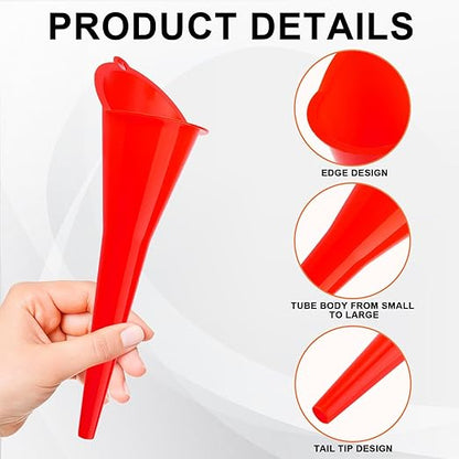 Long-Neck Oil Funnel for Automotive – Multi-Function Plastic Funnel for Oil, Gas & Lubricants – Universal Car Accessory (Red (2-Pack)) - Image 3