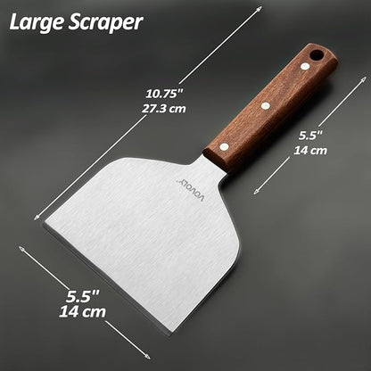 Vovoly Multipurpose Bench Scraper Kitchen Utensil for Flat Top Griddle, Dough Cutter for Bread and Pizza Dough - Stainless Steel Metal Griddle Scraper Chopper - Image 2