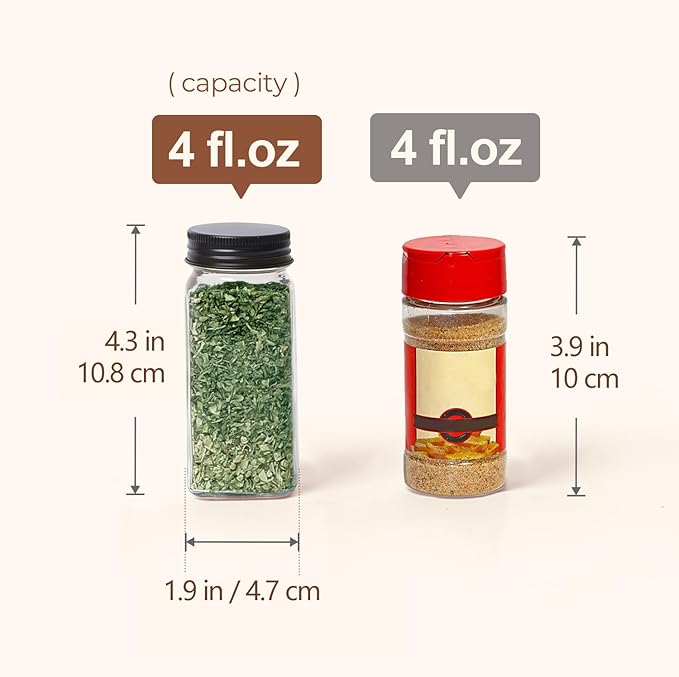 ComSaf Glass Spice Jars with Label, 24Pcs 4oz, 93 Labels, a Metal Funnel, Extra Shaker Lids, Empty Spice Containers and Square Spice Bottles for Kitchen and Seasoning - Image 6