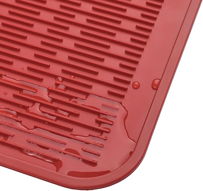 MicoYang Silicone Dish Drying Mat for Multiple Usage,Easy clean,Eco-friendly,Heat-resistant Silicone Mat for Kitchen Counter or Sink,Refrigerator or Drawer Liner Red XL 18 inches x 16 inches - Image 9