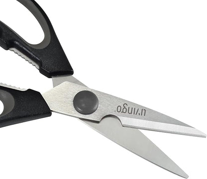 LIVINGO 7.5" Kitchen Scissors All Purpose for Sharp Cutting Small Bones & Vegetables, with Nutcracker Grip Comfortable, Heavy-duty Food Shears for Home Cooking - Image 4