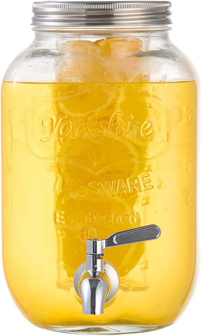1 Gallon Beverage Dispenser, Glass Drink Dispensers for Parties, Fruit Infuser and Stainless Steel Spigot 100% Leakproof, Beverage Dispenser for Lemonade Sun Tea by Unknown