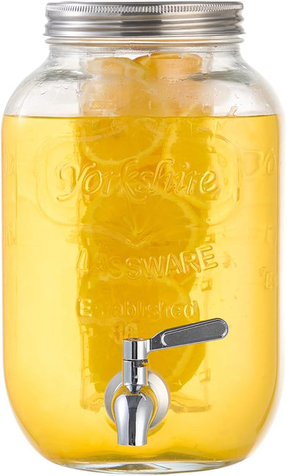 1 Gallon Beverage Dispenser, Glass Drink Dispensers for Parties, Fruit Infuser and Stainless Steel Spigot 100% Leakproof, Beverage Dispenser for Lemonade Sun Tea by Unknown