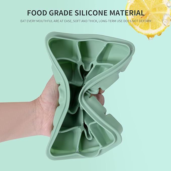 Ice Cube Trays Set of 2, Easy Release 15 Flexible Silicone Ice Cube Molds with Removable Lid Reusable Freezer Ice Trays Stackable for Whiskey, Baby Food, BPA Free (BAMBOO GREEN) - Image 5