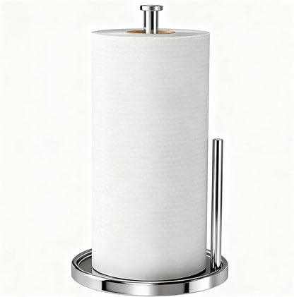 Paper Towel Holder Countertop, Standing Paper Roll Holder with Anti Slip Weighted Base, Stainless Steel Freestanding Paper Towel Holder for Kitchen, Chrome - Image 8