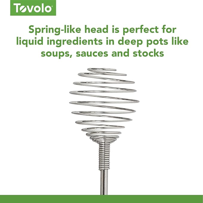 Tovolo Spring Whisk Stainless Steel 10 Inch Galaxy Coil Whisker for Cooking Blending Mixing Stirring Whipping Whisking and Beating, Easy to Clean Dishwasher Safe Frother Stirrer Blender Coil Whisk - Image 5