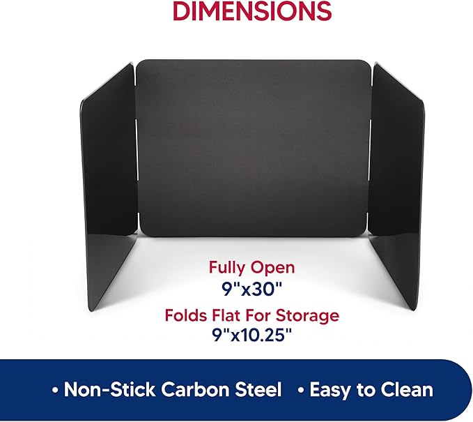 HIC Kitchen 3-Sided Splatter Guard, Non-Stick Carbon Steel, Heat Safe, Set of 2, Folds Flat For Storage, Fits Up To 10.5-Inch Pans And Bowls - Image 6