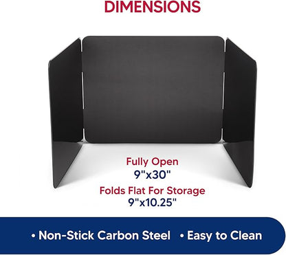 HIC Kitchen 3-Sided Splatter Guard, Non-Stick Carbon Steel, Heat Safe, Folds Flat For Storage, Fits Up To 10.5-Inch Pans And Bowls - Image 6