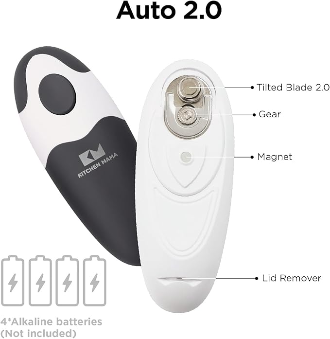 Kitchen Mama Auto 2.0 Electric Can Opener: Blade Opens Almost Any Can Pop or Soda Can - Automatic, Hands Free, Safe, Smooth Edge, Lid Remover, Battery Operated, Cordless, YES YOU CAN (Onyx Mist) - Image 3