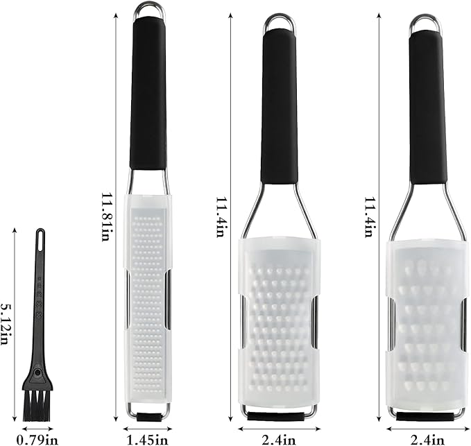 Cambom Lemon Zester Grater Three-piece Suit - Heavy Duty Kitchen Tool for Parmesan Cheese, Ginger, Garlic, Nutmeg, Chocolate, Vegetables，Fruits，Stainless Steel Grater Dishwasher Safe Black - Image 5