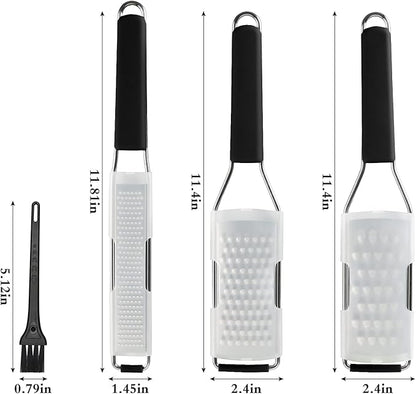 Cambom Lemon Zester Grater Three-piece Suit - Heavy Duty Kitchen Tool for Parmesan Cheese, Ginger, Garlic, Nutmeg, Chocolate, Vegetables，Fruits，Stainless Steel Grater Dishwasher Safe Black - Image 5