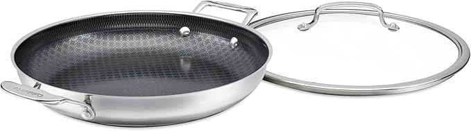 Cuisinart FusionPlus Hybrid Stainless Steel Cookware, 12-Inch Everyday Pan with Cover, PFAS-Free PURELYSEAR Ceramic Technology, Scratch Proof, Wide Grip Handles, Dishwasher Safe