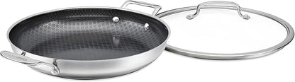 Cuisinart FusionPlus Hybrid Stainless Steel Cookware, 12-Inch Everyday Pan with Cover, PFAS-Free PURELYSEAR Ceramic Technology, Scratch Proof, Wide Grip Handles, Dishwasher Safe