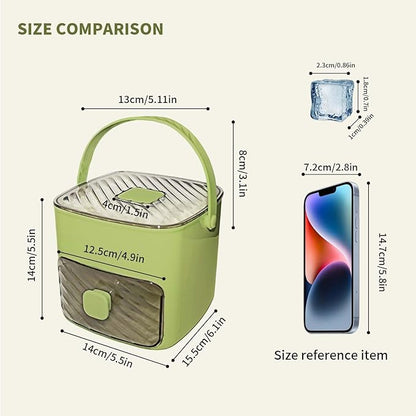 Ice Cube Tray for freezer with 2 Trays and Ice Storage Bin Tweezers, 48 Grid Ice Making Mold Ice Maker with Easy to Press Lid, for Whiskey Cocktails Beer Coffee (Green)