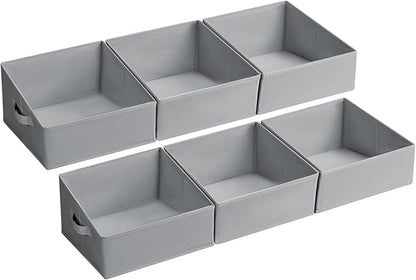 DIMJ Storage Bins for Closet, Trapezoid Storage Bins with Front Handle, Fabric Storage Baskets for Shelves, Line Closet Organizers for Toys, Boooks, Clothes, 6 Packs (Grey) by DiMJ